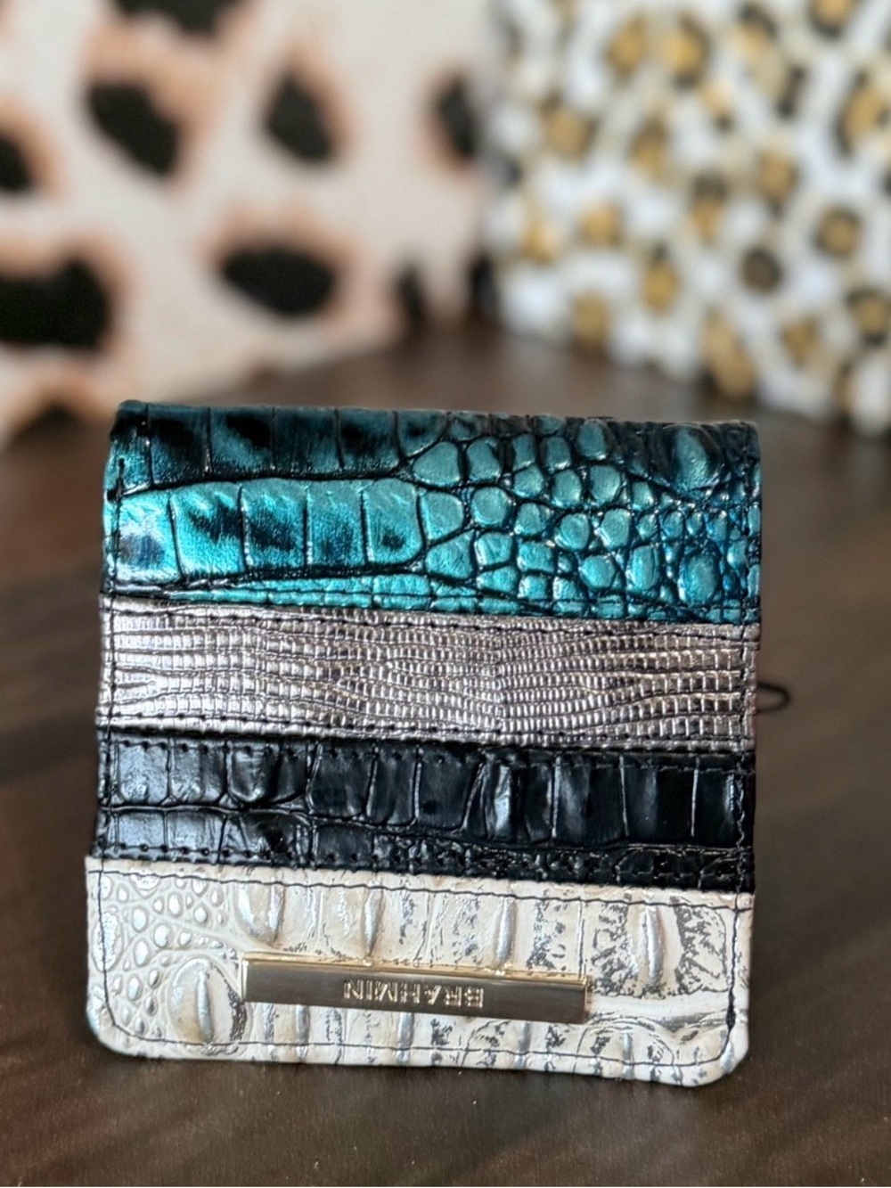 FIRM BRAHMIN Jane Leather Wallet BLUE PATINA FLASHBACK NWT Brahmin Exclusive